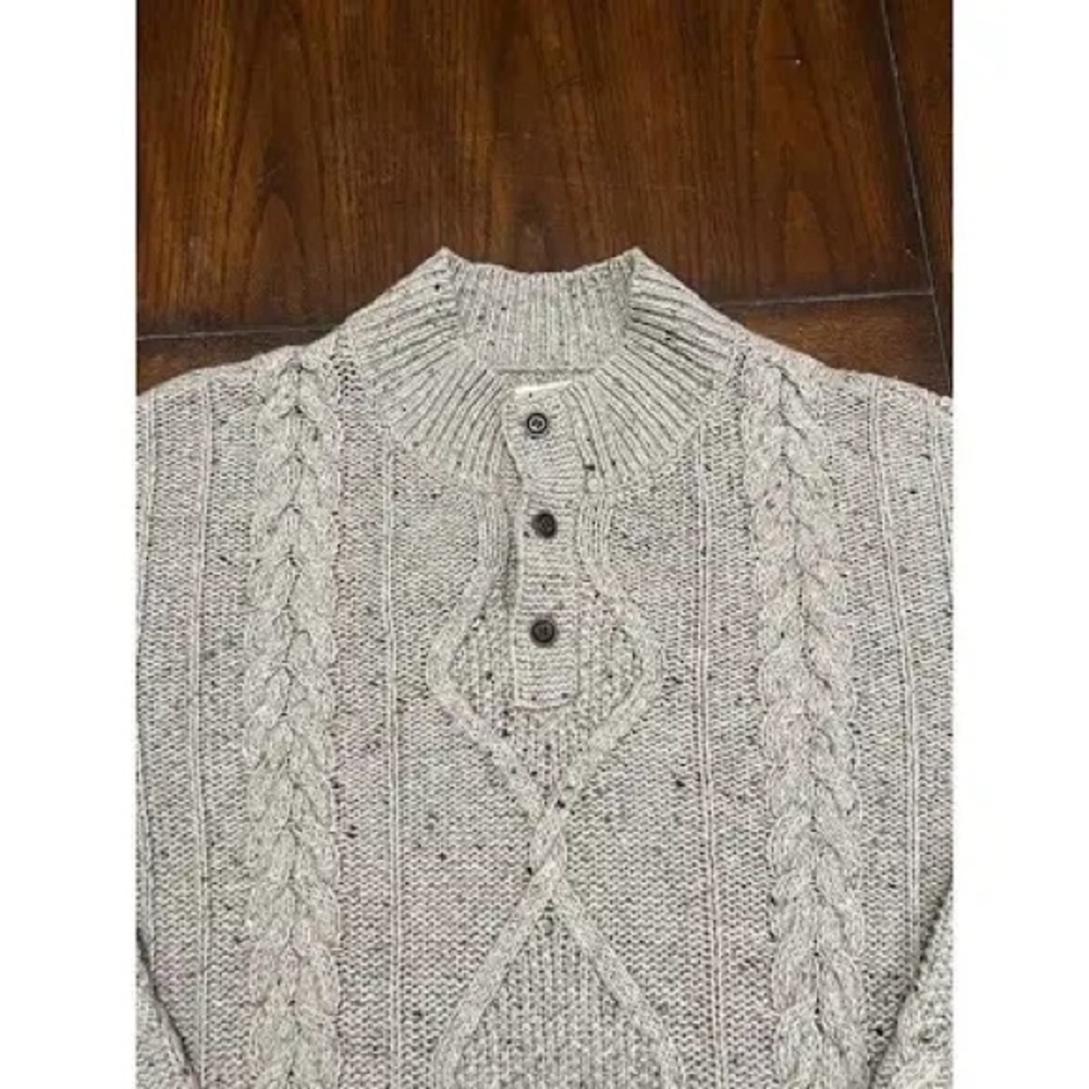 Bob Timberlake Lambs Wool Oatmeal Pullover Cable Knit Fisherman Sweater size XL